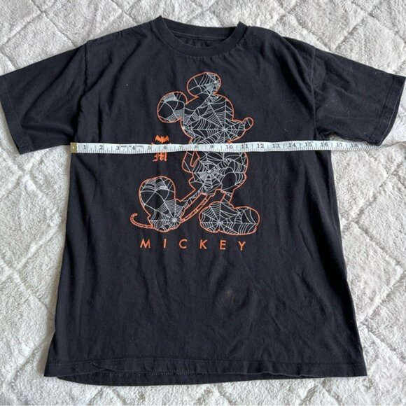 Disney | Black Spider Web Mickey Halloween Short Sleeve Tee Shirt | Size Medium - Picture 6 of 7
